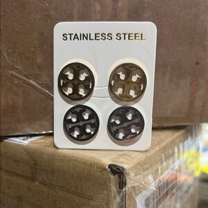 2 Pair Tory Burch Stainless Steel Earring Set